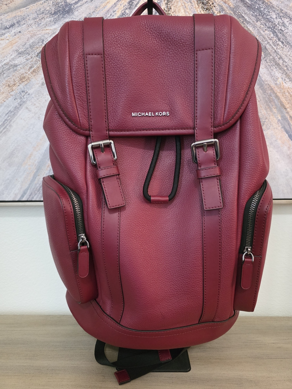 Michael Kors Cooper Pebbled Leather Backpack Men’s Burgundy 100% Leather